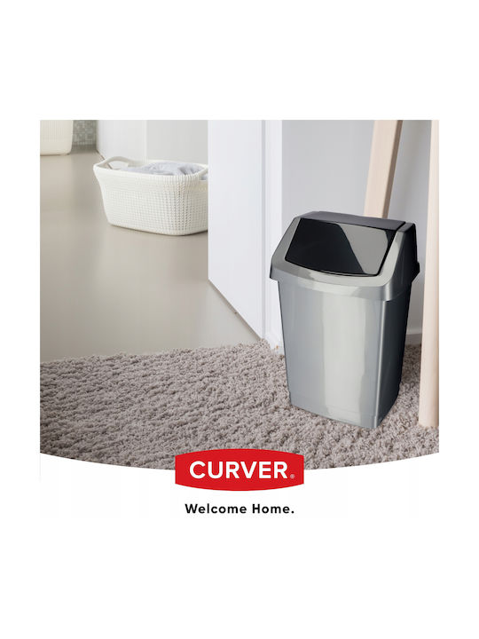 Curver Пластмаса Кошче за офисни отпадъци 9лт Сребрист 18.9x18.9x38.1см