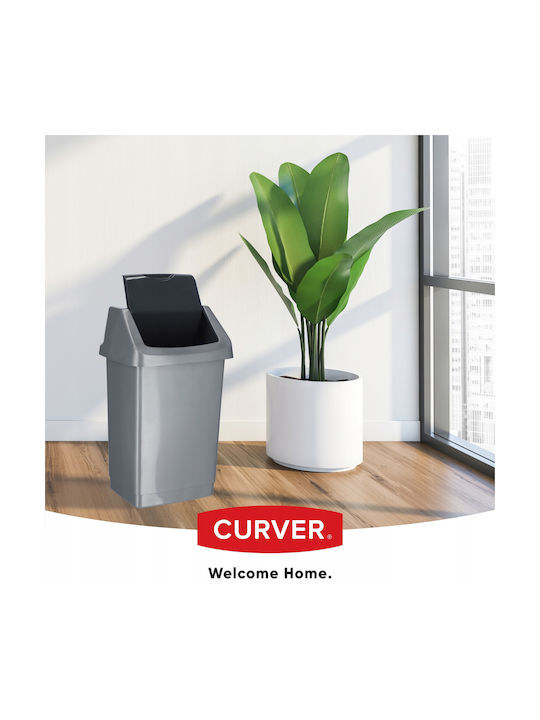 Curver Пластмаса Кошче за офисни отпадъци 9лт Сребрист 18.9x18.9x38.1см