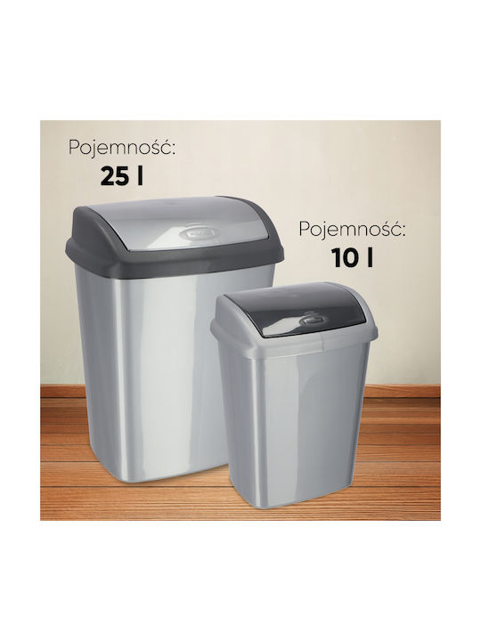 Curver Office Plastic Waste Bin 25lt Silver 29.1x48x36.5cm