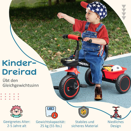Aiyaplay Kids Tricycle with Parental Handle for 2-5 Years Black / Red