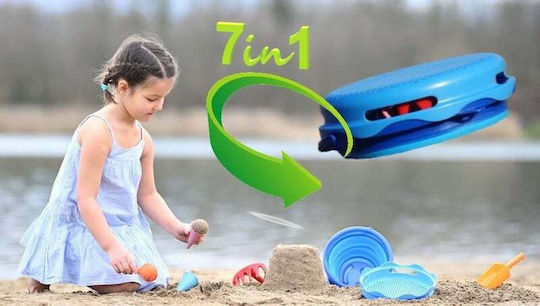 Compactoys Beach Bucket Set with Accessories made of Plastic Red 17.78cm 7pcs