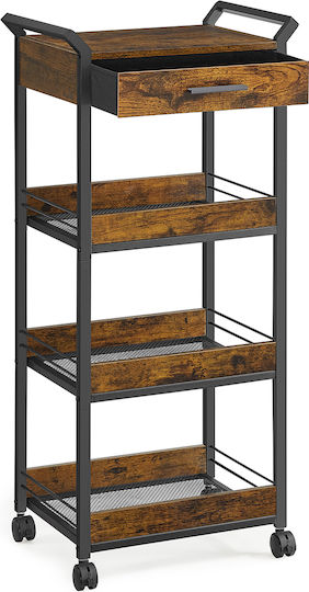 Vasagle Metal Kitchen Trolley 4 Tiers Brown 46.2x30x96.1cm