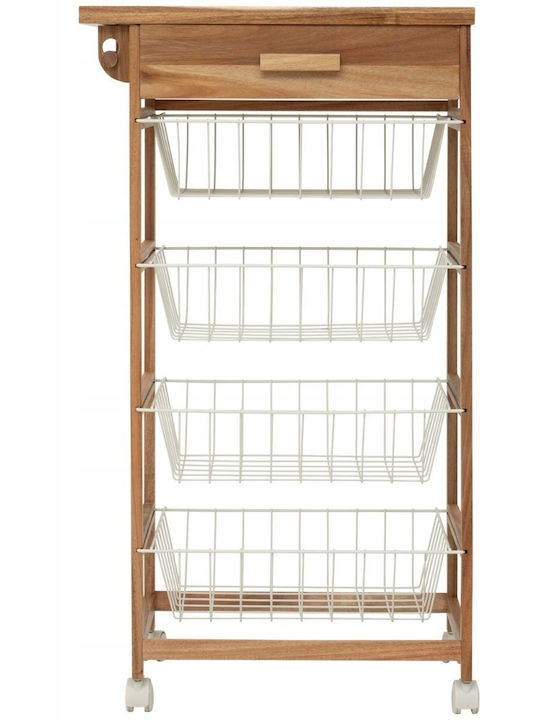 5Five Τρόλεϊ Κουζίνας Ξύλινο 5 Θέσεων Λευκό 50x34.5x88.8cm