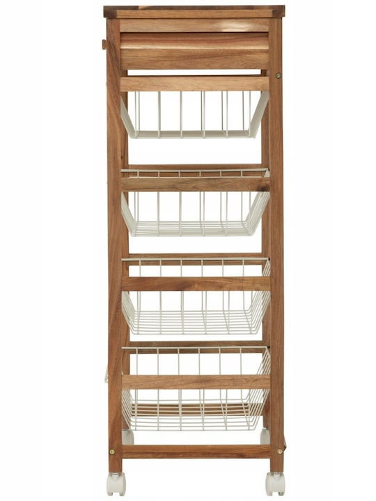 5Five Τρόλεϊ Κουζίνας Ξύλινο 5 Θέσεων Λευκό 50x34.5x88.8cm