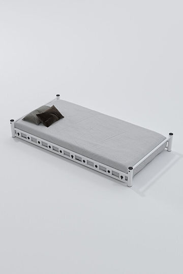 SteweHome Single Sliding Auxiliary Bed White Metal (90x180cm)