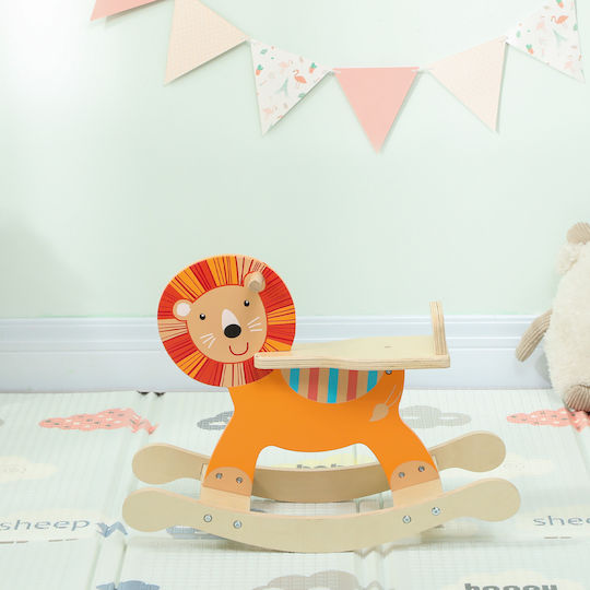 Aiyaplay Fabric Rocking Toy Horse with Max Load Capacity 25kg Orange
