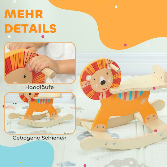 Aiyaplay Fabric Rocking Toy Horse with Max Load Capacity 25kg Orange