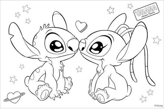 Zeichenblöcke Spirale Aufkleber & Schablonen A4 Lilo & Stitch 40 Stück Disney
