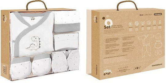 Interbaby Dinosaur Gift Set 5 Pieces 0-6 Months White-Grey