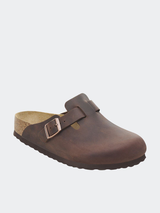 Birkenstock Γυναικεία Δερμάτινα Σαμπό Καφέ Birkenstock Γυναικεία Δερμάτινα Σαμπό Καφέ