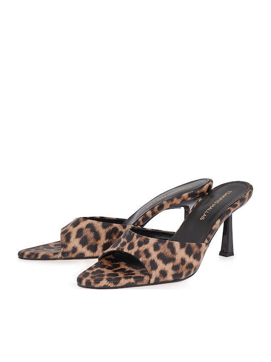 Leather Mules with High Heel
