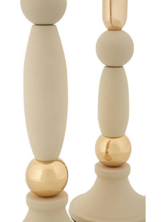 Set 2 Stück Metallische Kerzenhalter Matt Ecru Gold Ø 9,5x25-9,5x30