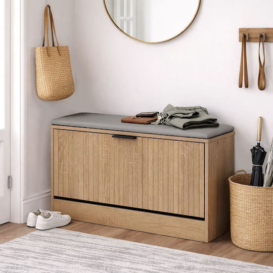 Wooden Shoe Organizer Beige 80x24x50cm