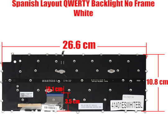Spanish Laptop Keyboard For LG Gram 13u70q 13ud70q 13ud70p 13u70p 13ud70q-gx30k sn2882bu1 sg-a9792-xr sg-a9792-xra es No Frame Backlit White Code 41401eswhitebl