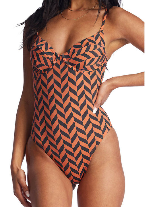Cross Step One-Piece Swimsuit Orange