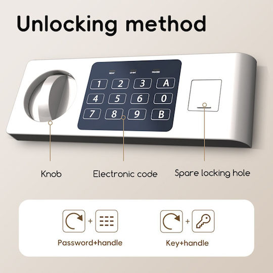 Deli Safe with Digital Lock and Key M35xW31xH50cm Weight 15kg