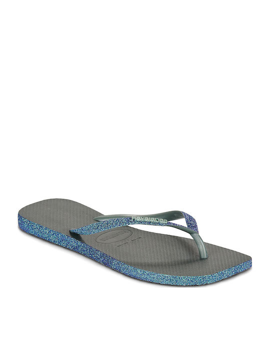 Slim Square Sparkle Flip Flops in Blue Colour