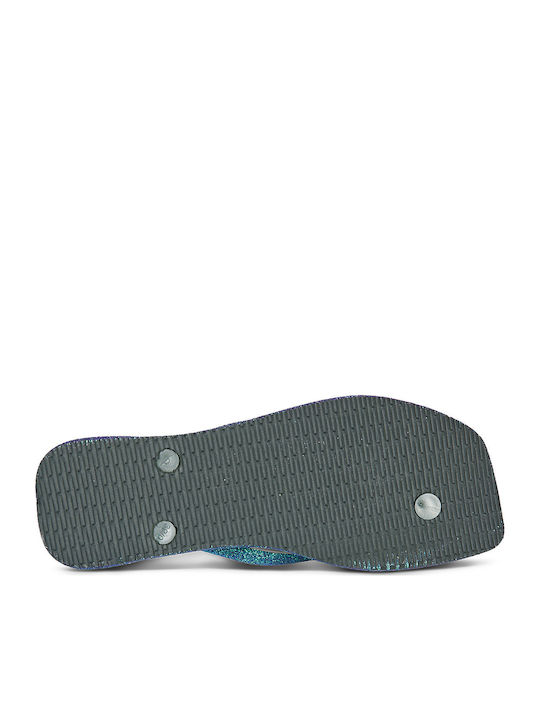 Slim Square Sparkle Flip Flops in Blue Colour