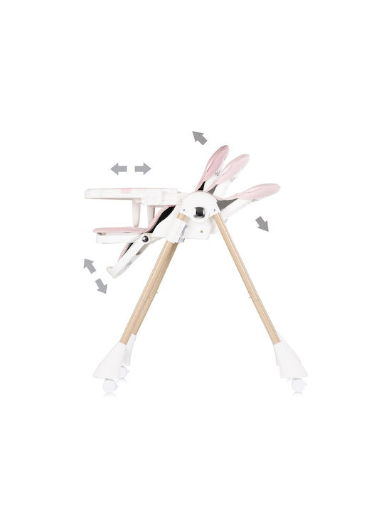 Chipolino Candy Shop Foldable Highchair With Adjustable Height Powder Pink