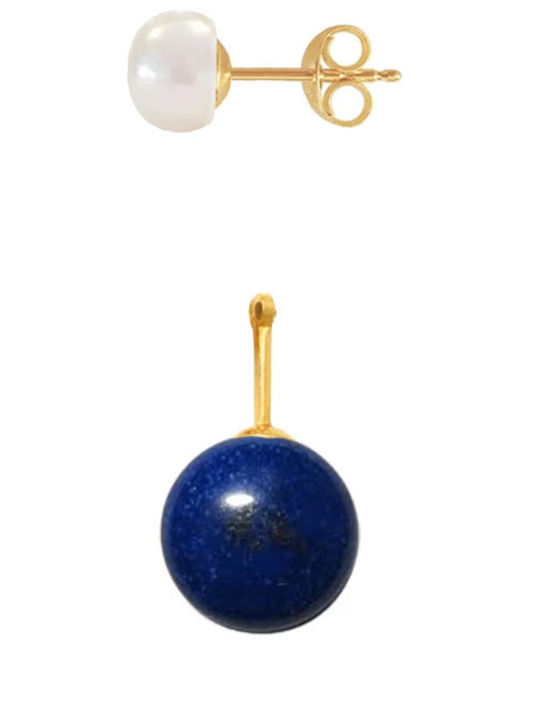 Ohrringe K14 Gold Weiße Perlen Lapis Lazuli G124995ml