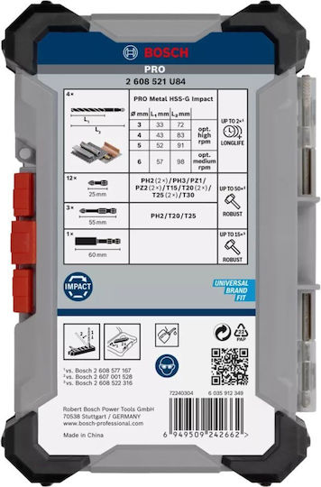 Bosch Pro Impact Комплект Дрили За Метал 20 Бройки