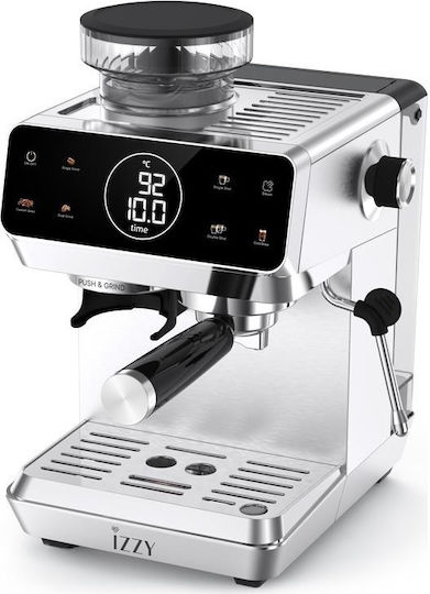 Izzy Automatic Espresso Machine 1500W 20bar Pressure with Grinder Black IZ-6029