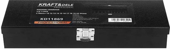 Kraft&dele Kd11869 Extended Impact Sockets Set ½" 10 24 Mm 11 Pieces