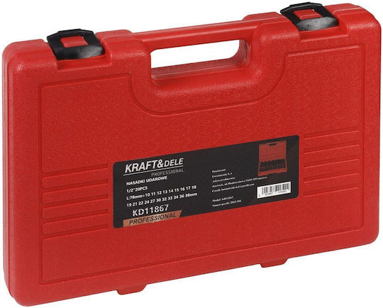 Kraft&dele Kd11867 Комплект Разширени Въздействени Гнезда ½" 10 38 Мм 20 Бройки