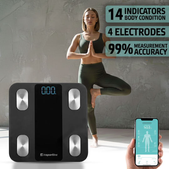 inSPORTline Smart Ζυγαριά 180kg με Bluetooth Μαύρη 30430