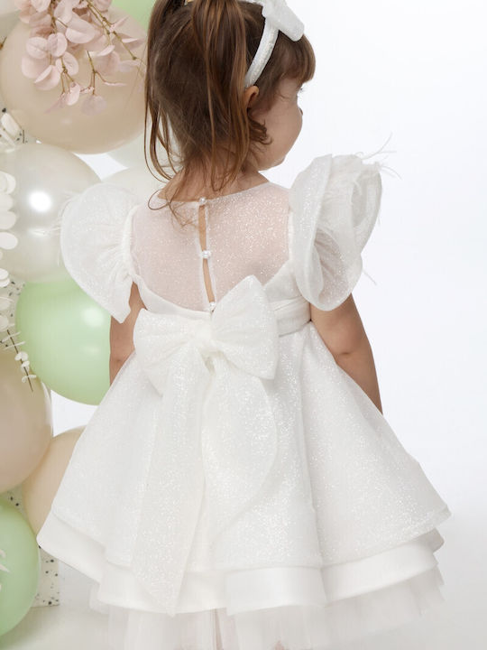 Mi Chiamo Ecru Baptism Dress Made of Tulle K4600F-I