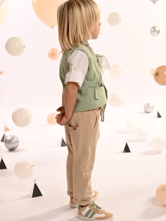 Baby Bloom Boys Baptism Suit with Vest Beige