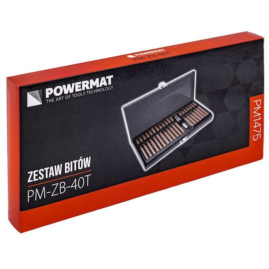 Powermat Pm-zb-40t Комплект Винтовертни Битове Хекс Торкс Сплайн 1/2" 3/8" 40 Бройки