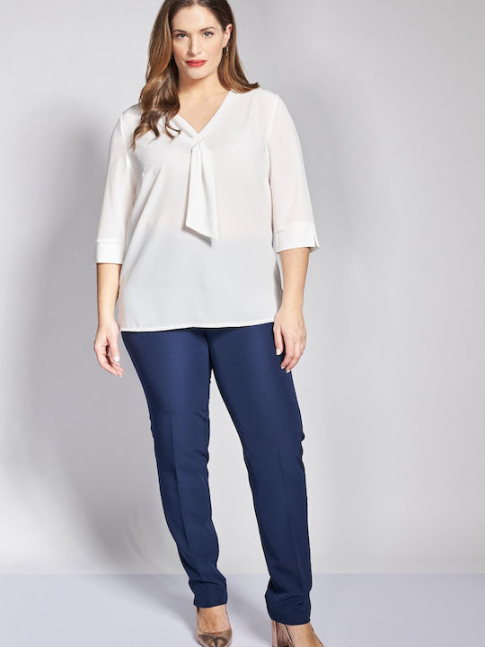 Bluza Damă Satin Cu Mânecă 3/4 Albă