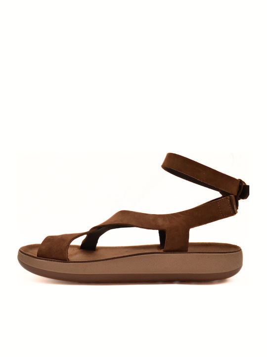Nicole Leder Flache Damen Anatomisch Sandalen Mochaccino