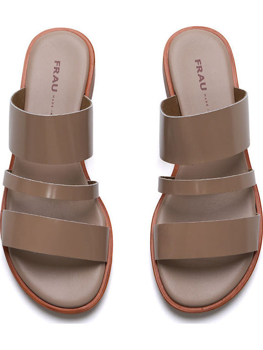 Leather Women's Flat Sandals Beige