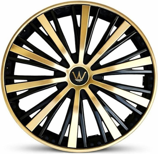 Set Car Hubcaps 15" 4 Pieces Gold