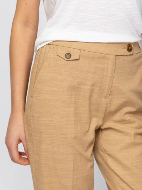 Heavy Tools Women's Chino Trousers with Elastic Cotton in Straight Leg Style Beige Heavy Tools Women's Chino Trousers with Elastic Cotton in Straight Leg Style Beige