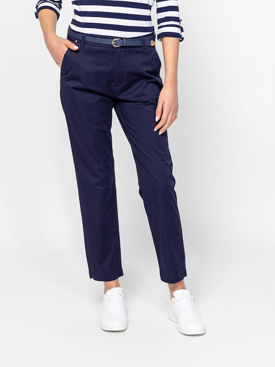 Women's Chino Cotton Trousers in Loose Fit Blue