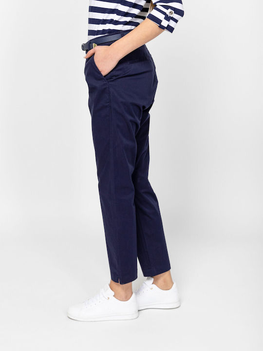 Women's Chino Cotton Trousers in Loose Fit Blue