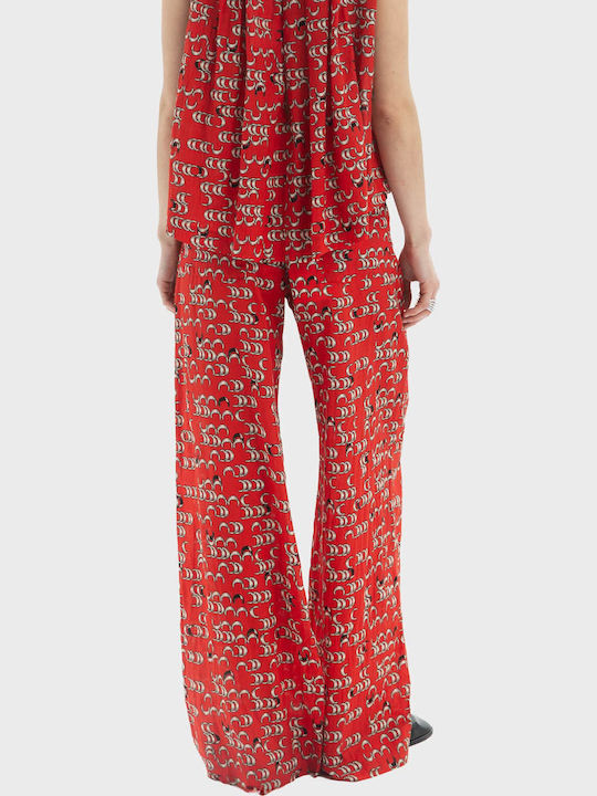 Pants Γυναικείο Υφασμάτινο Παντελόνι σε Relaxed Εφαρμογή Κόκκινο