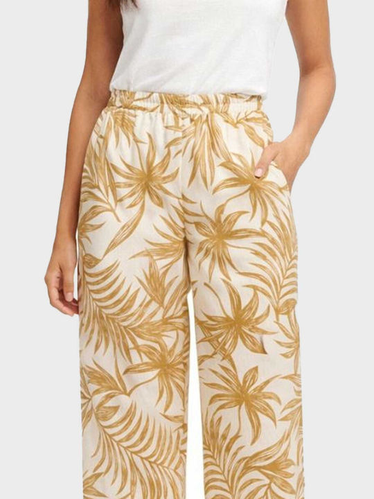 Only Women's Fabric Trousers with Rubber Band Yellow Only Women's Fabric Trousers with Rubber Band Yellow