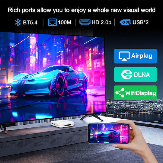 H96 Max TV Box M1 Plus 8K UHD with WiFi USB 2.0 4GB RAM and 32GB Storage with Android 14.0 Operating System and Google Assistant