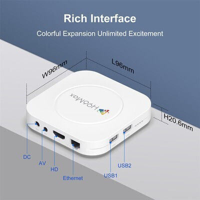 H96 Max TV Box M1 Plus 8K UHD with WiFi USB 2.0 4GB RAM and 32GB Storage with Android 14.0 Operating System and Google Assistant