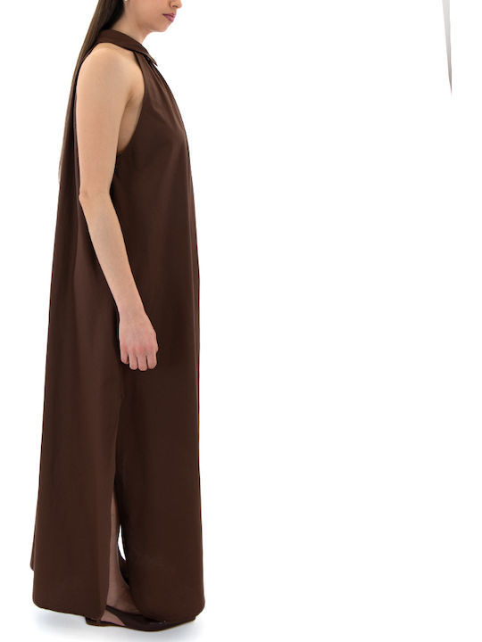 Summer Maxi Shirt Dress Brown