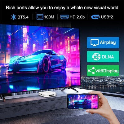 H96 Max TV Box M1 Plus 8K UHD with WiFi USB 2.0 4GB RAM and 32GB Storage with Android 14.0 Operating System and Google Assistant