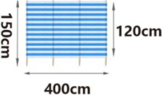 Παραβάν Παραλίας-camping Ριγέ 150x400cm Πασσάλους