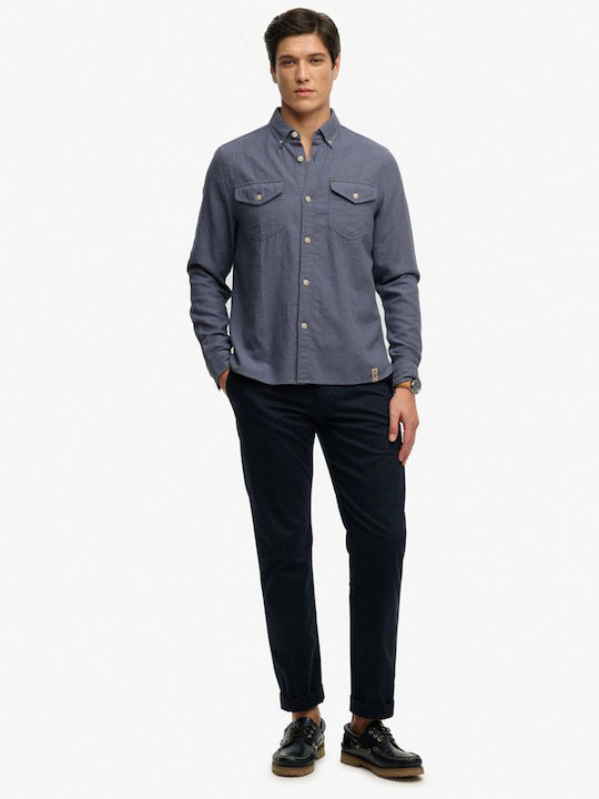 Herrenhemden Langärmeliges Overshirt Blau