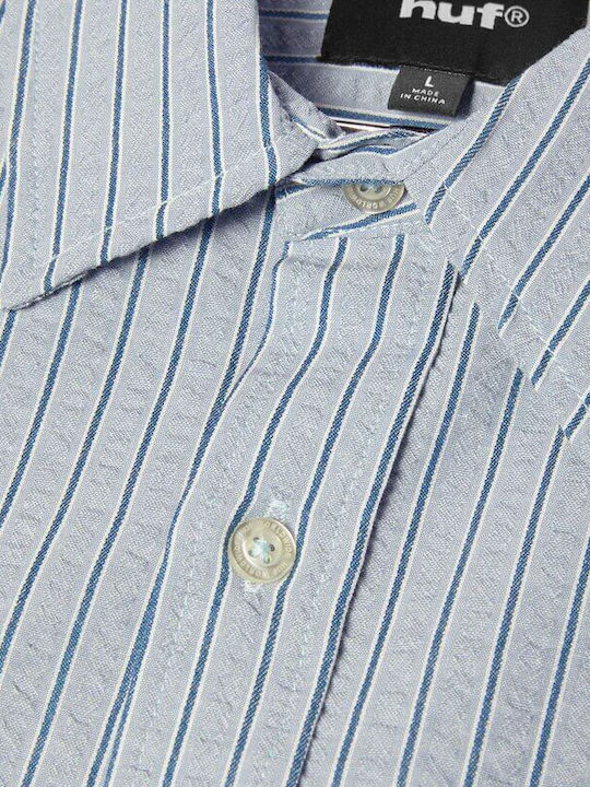 Big Block Striped Short Sleeve Striped Light Blue Shirt