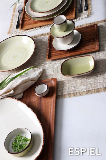 Espiel Terra Cream Shallow Oval Plate Porcelain Beige 36x24.5cm 6pcs