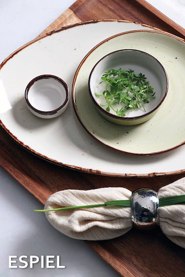Espiel Terra Cream Shallow Oval Plate Porcelain Beige 36x24.5cm 6pcs